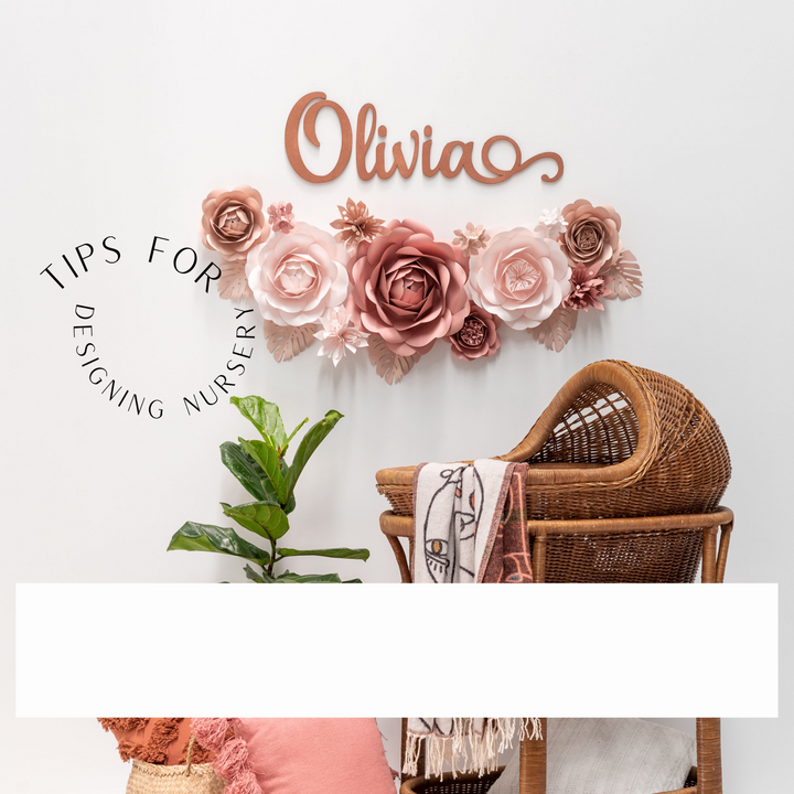 Custom Paper Flowers Wall Decor, Name Sign