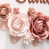 Nursery paper flower arrangement nude, blush pink, peonies