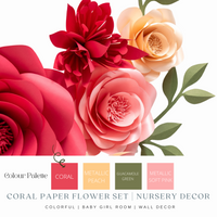 Pink paper flower set colour palette customisation