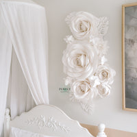 White Paper Flowers For Nursery | Paper Flower Wall Art
