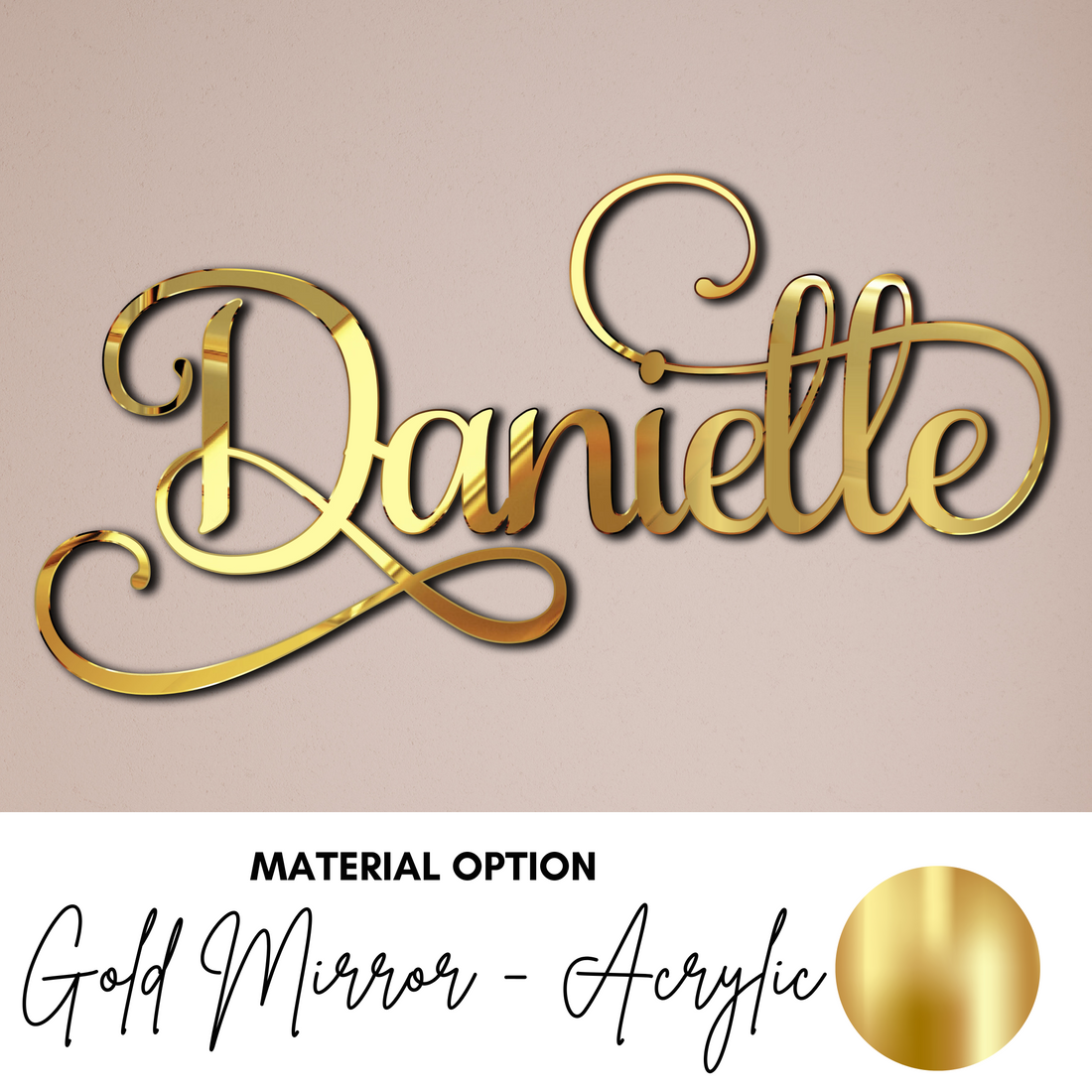 Gold Name Cutout - Custom Name Sign Wall Hanging - Nursery Name Decor - Danielle Name for Nursery - First and Middle Name