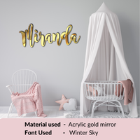 custom gold acrylic nursery name sign - Purely Paper Flowers Australia