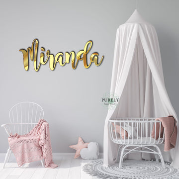 Personalized Gold Laser Cut Name Sign Wall Hanging Letters for Nursery or Bedroom - Wooden Wall Art - Custom Name Cut Out - Personalized Name Miranda