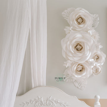 White Paper Flowers For Nursery | Paper Flower Wall Art