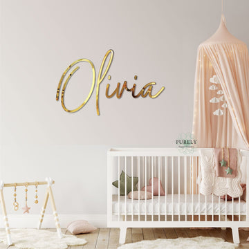  Gold mirror name sign Modern Nursery Letters, Nursery Name sign, Retro Nursery Letters