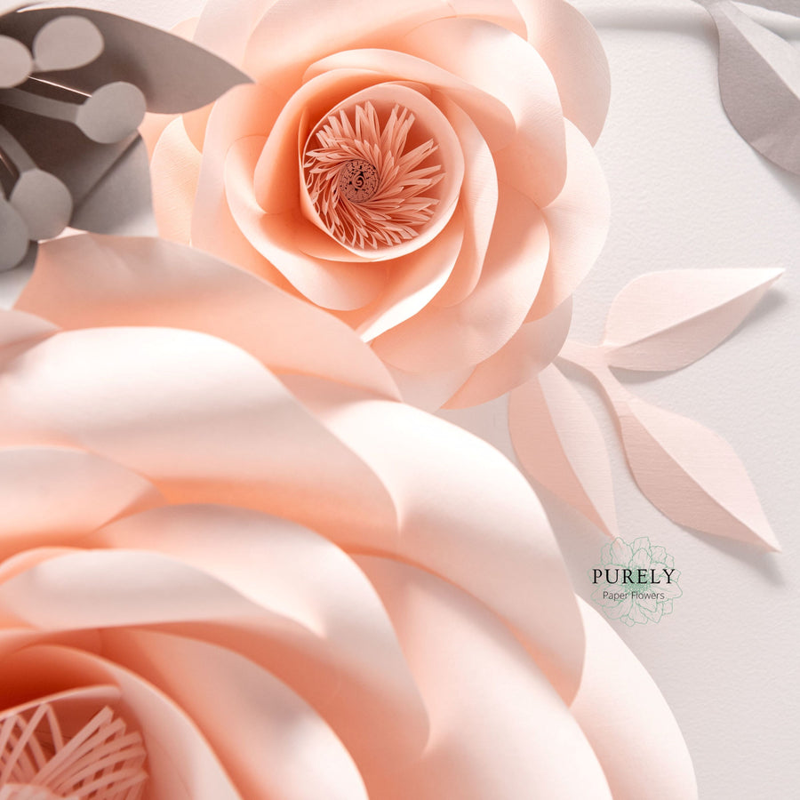 Pink wall paper flowers