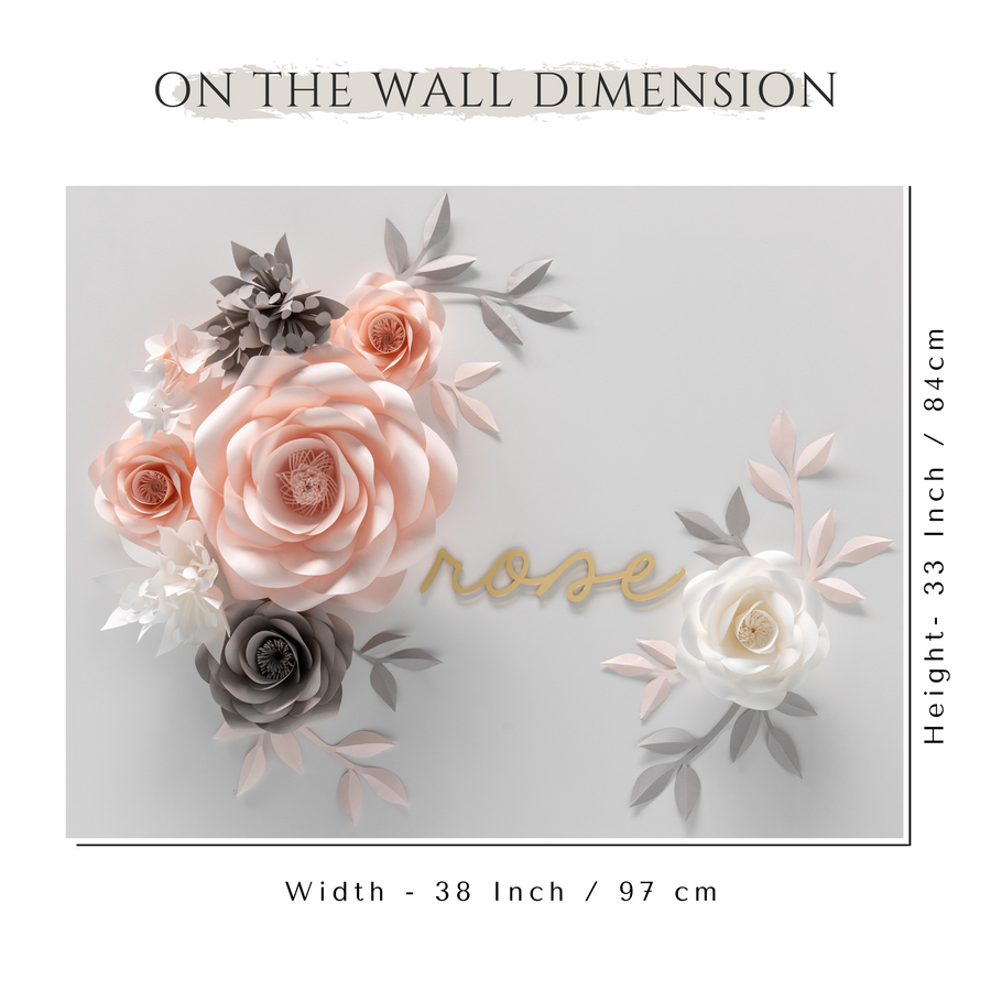 paper flowers on the wall dimension