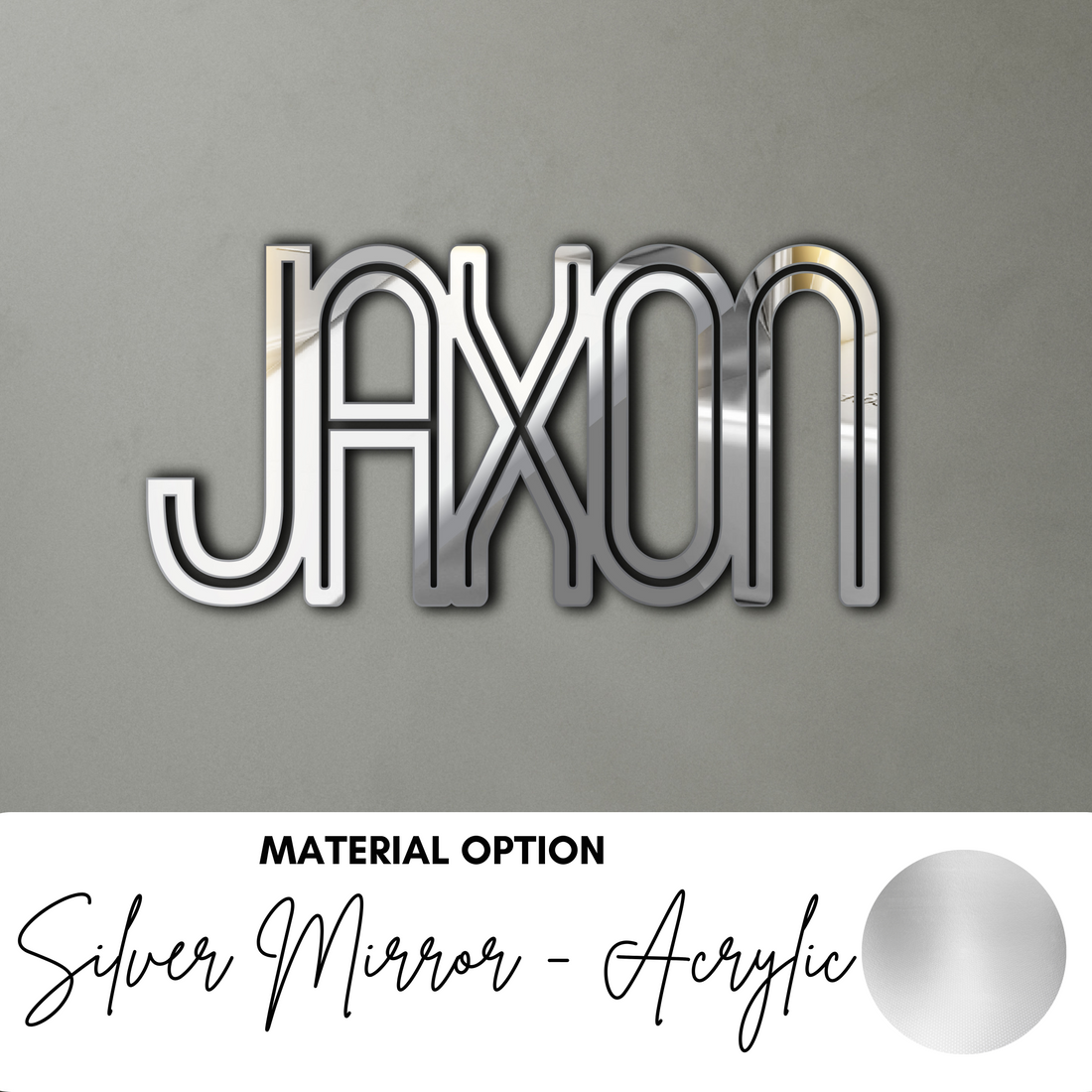 large silver name sign letters Baby Name Wooden nursery decor wooden wall art above a crib