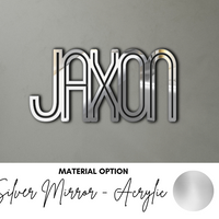 Jaxon baby boy personalised name plaque silver Inline mirror custom font live font preview available purely paper flowers australia