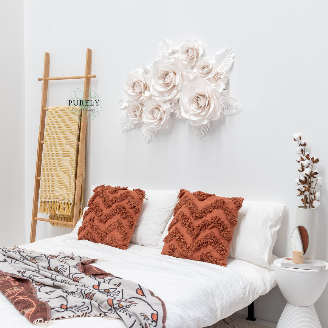 floral nursery decor wall decor paper flowers arranged in bedroom